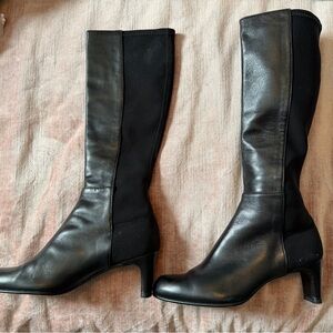 Stuart Weitzman Black Leather Heeled Boots